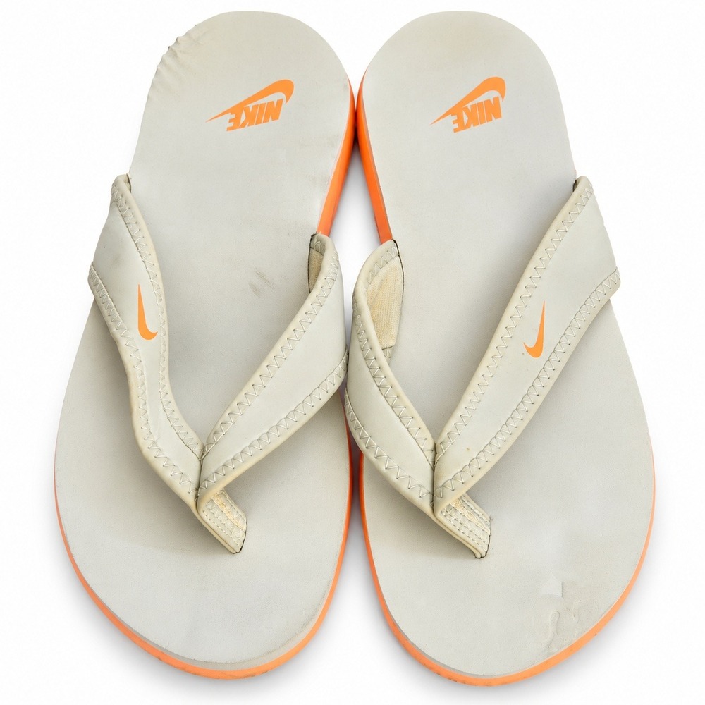 Nike Flip Flop Sandals Womens 10 Mens 9 Cream Orange Good Casual Beach Thong